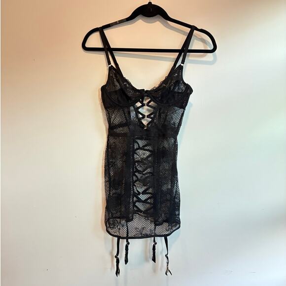 Victoria Secret Sheer Floral Lace Babydoll Lingerie Dress Y2K Vibes Sexy Small - Picture 6 of 9